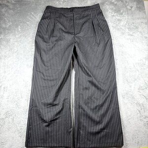 Halara Pinstripe Wide Leg Dress Pants Women’s XL Black Gray Stretch Workwear